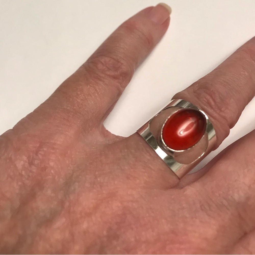 Garnet Stamped 925 Sterling Silver Ring